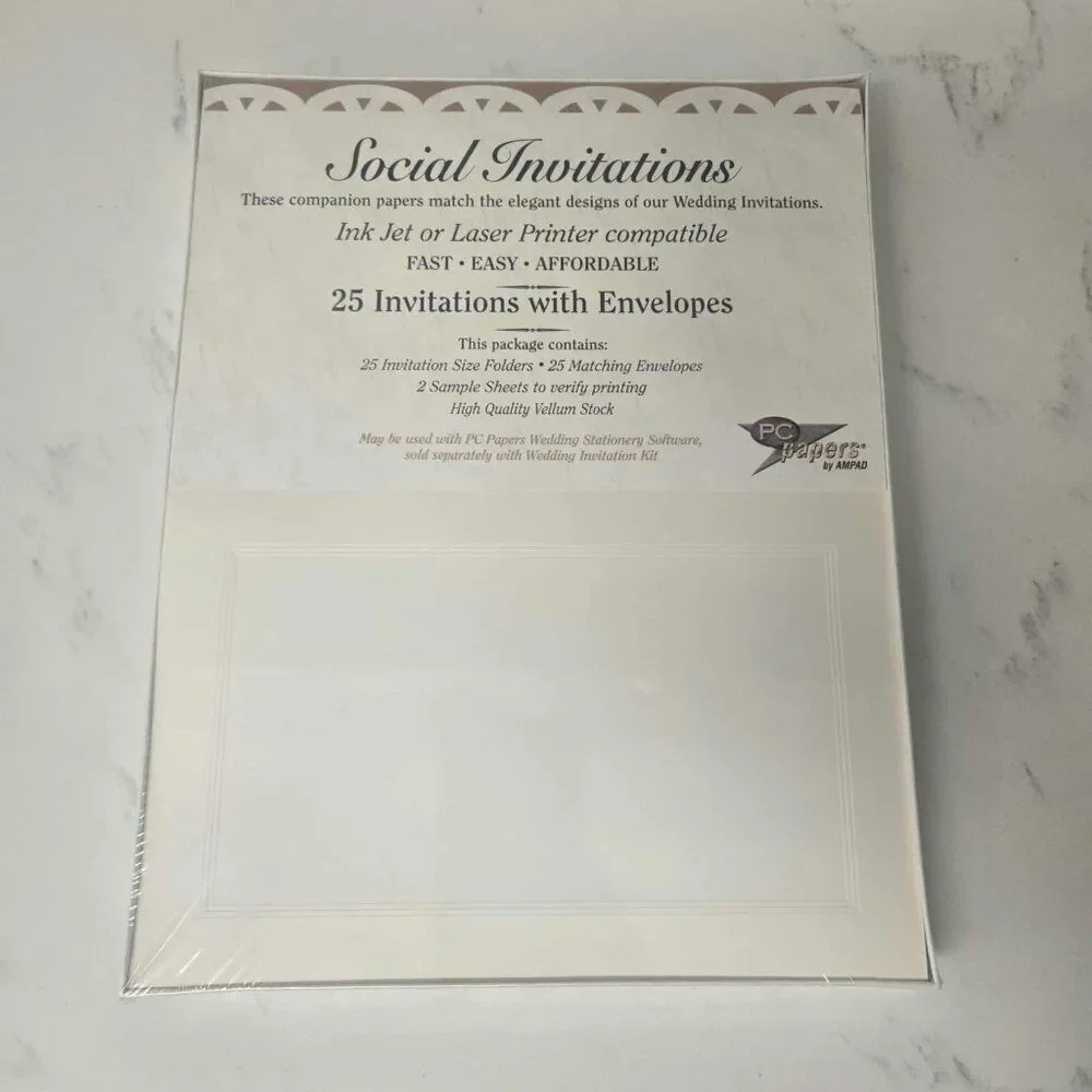 Vintage Invitations 25 ct Envelopes Blanks Printable Wedding Stationary White